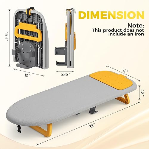 Miniatura 2 de KINGBOARD Tabla de planchar de mesa, pequeña tabla de planchar con soporte para planchar, mini tabla de planchar plegable, fácil almacenamiento para