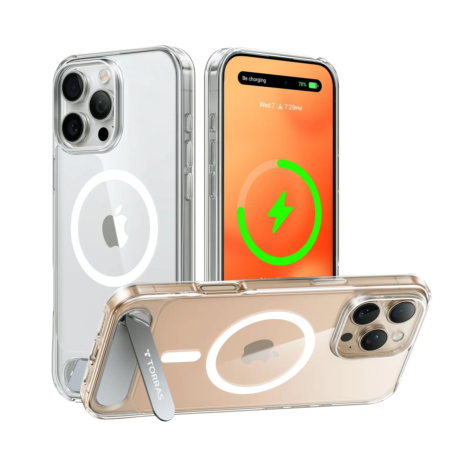 Magnetic Seamless Pstand Case for iPhone 16 Pro Max - Magnetic Compatible, Drop Protection, Adjustable Kickstand, Slim Frosted Phone Case (Clear)