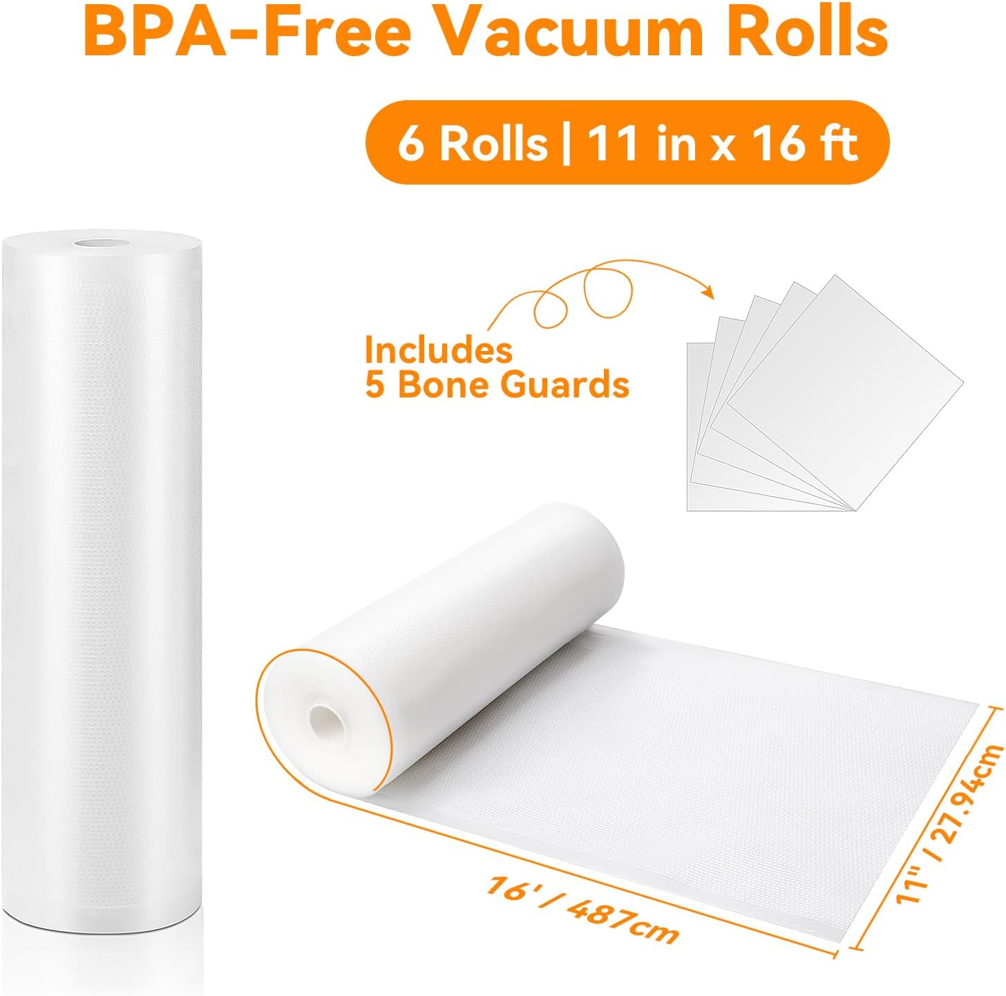 Wevac Vacuum Sealer Bags 11x16' Rolls 6 pack for Food Saver, Seal a Meal, Weston. Commercial Grade, BPA Free, Heavy Duty, Great for vac storage, Meal Prep or Sous Vide - Image 2