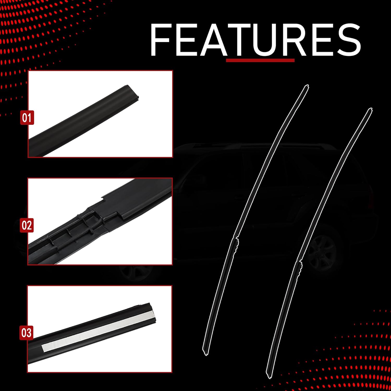 6Pcs Roof Drip Molding Weatherstrip Trim Compatible with 2003-2009 Toyota 4Runner Replaces 75533-35041 75534-35011 75557-35010 75553-35010 75554-35010 (Roof Drip Seal Set)