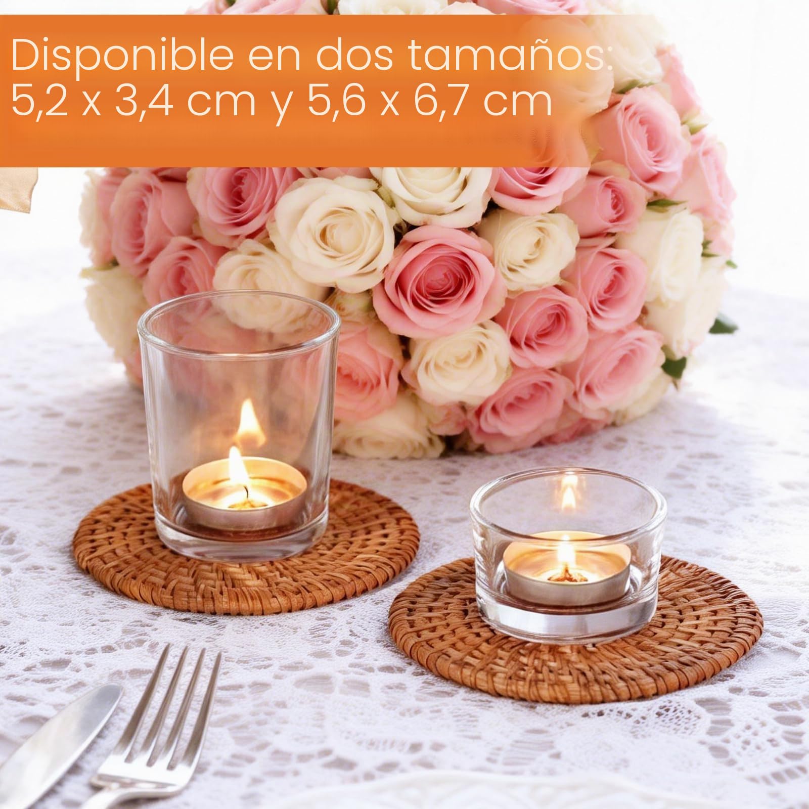 JMIATRY 24 Piezas Portavelas Cristal Transparente 2 Tamaños Vasos para Velas 5,2x3,4 cm y 5,6x6,7 cm Portavelas de Vidrio para Hacer Velas, Decoracion, Eventos