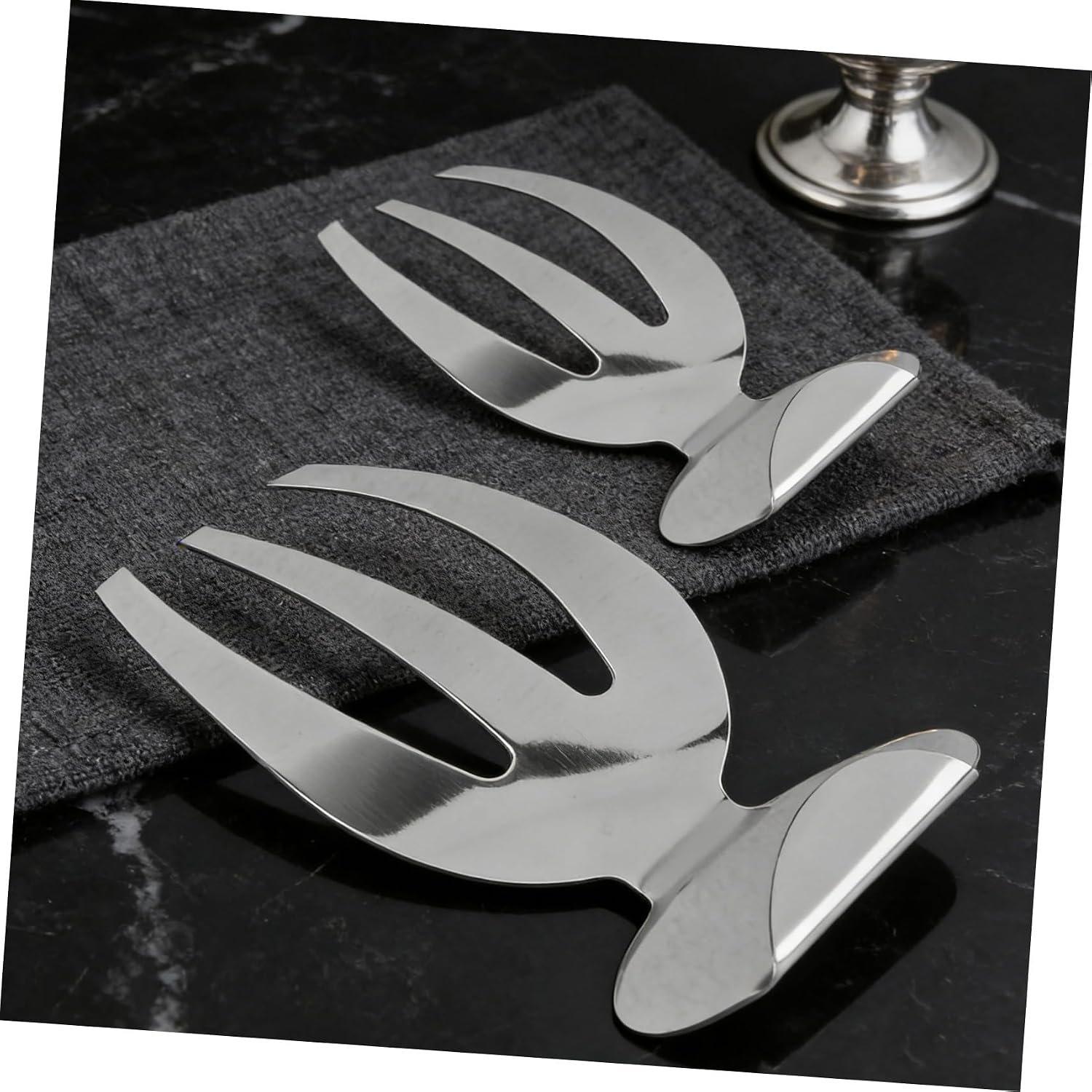 COLLBATH Salad Forks Tongs 2pcs Stainless Steel Salad Servers for Salad Hands Silver Smooth Surface