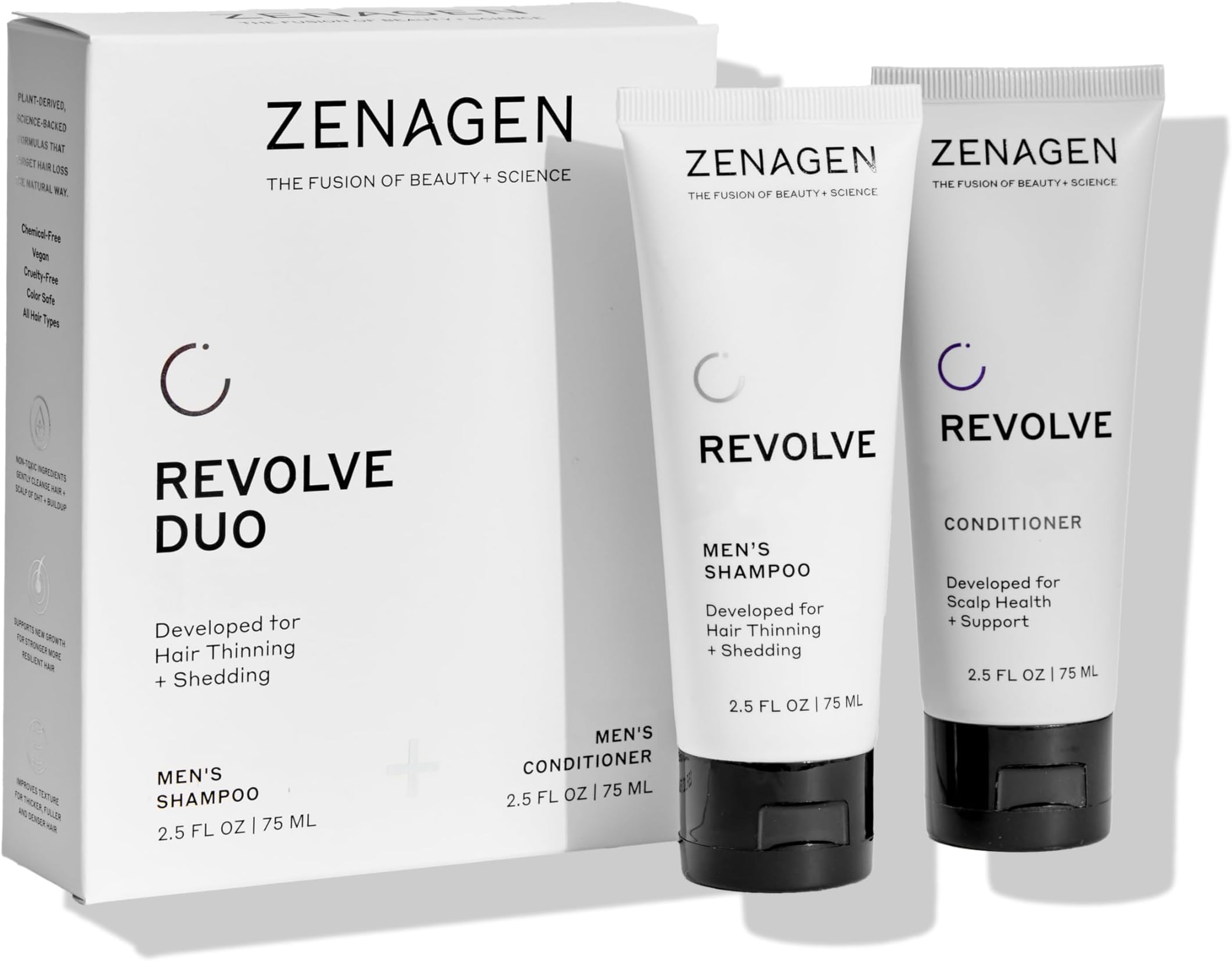 Revolve Men's Travel Kit | Shampoo + Conditioner for Fine & Visibly Thin Hair, Promotes Thicker Fuller Hair, Plant-Based Formula, Color-Safe, Vegan