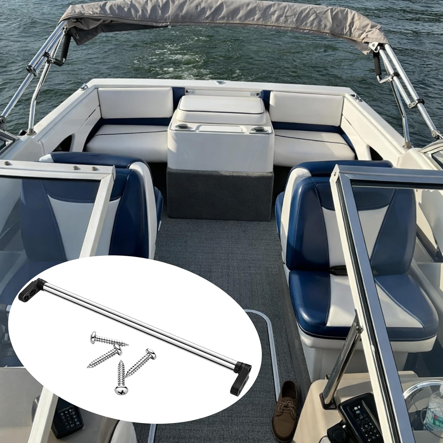 2 Sets Boat Windshield Support Bar Replacement Marine Windshield Brace Kit Aluminum for Boat Ship Marine Vessel Window Bars