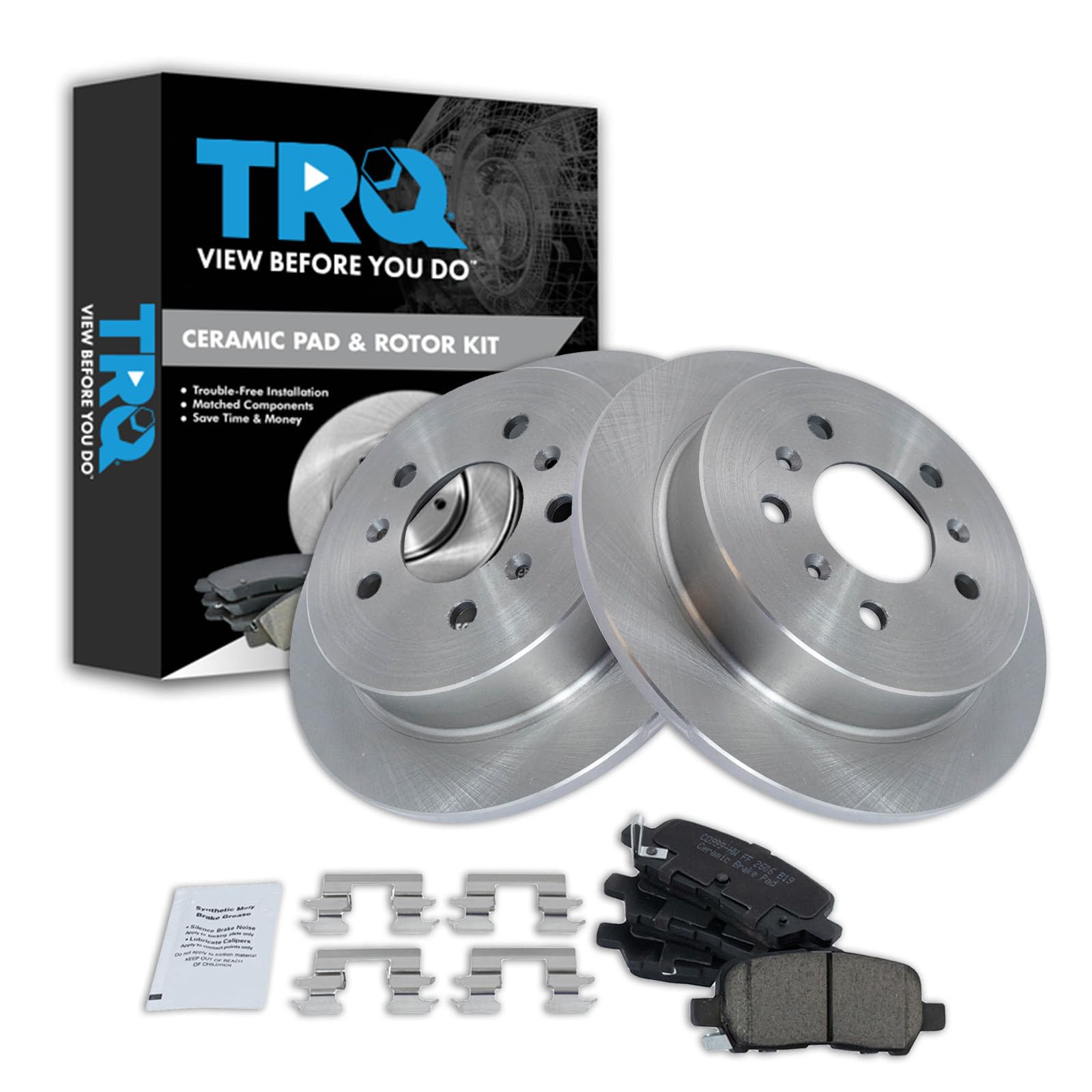 TRQ Rear Brake Pad and Rotor Set Ceramic Compatible with 2008-2009 Buick LaCrosse