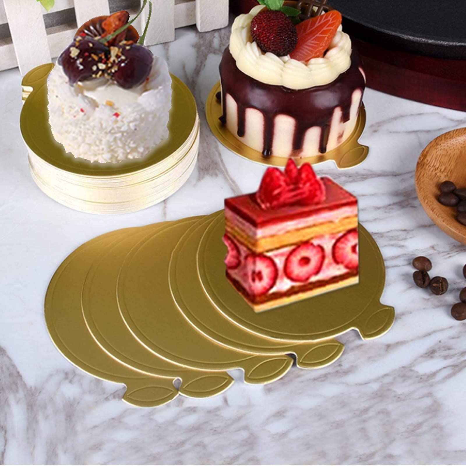 100Pcs Mini Cake Boards, 3.1" Mini Round Cardboard, Mousse - View #4