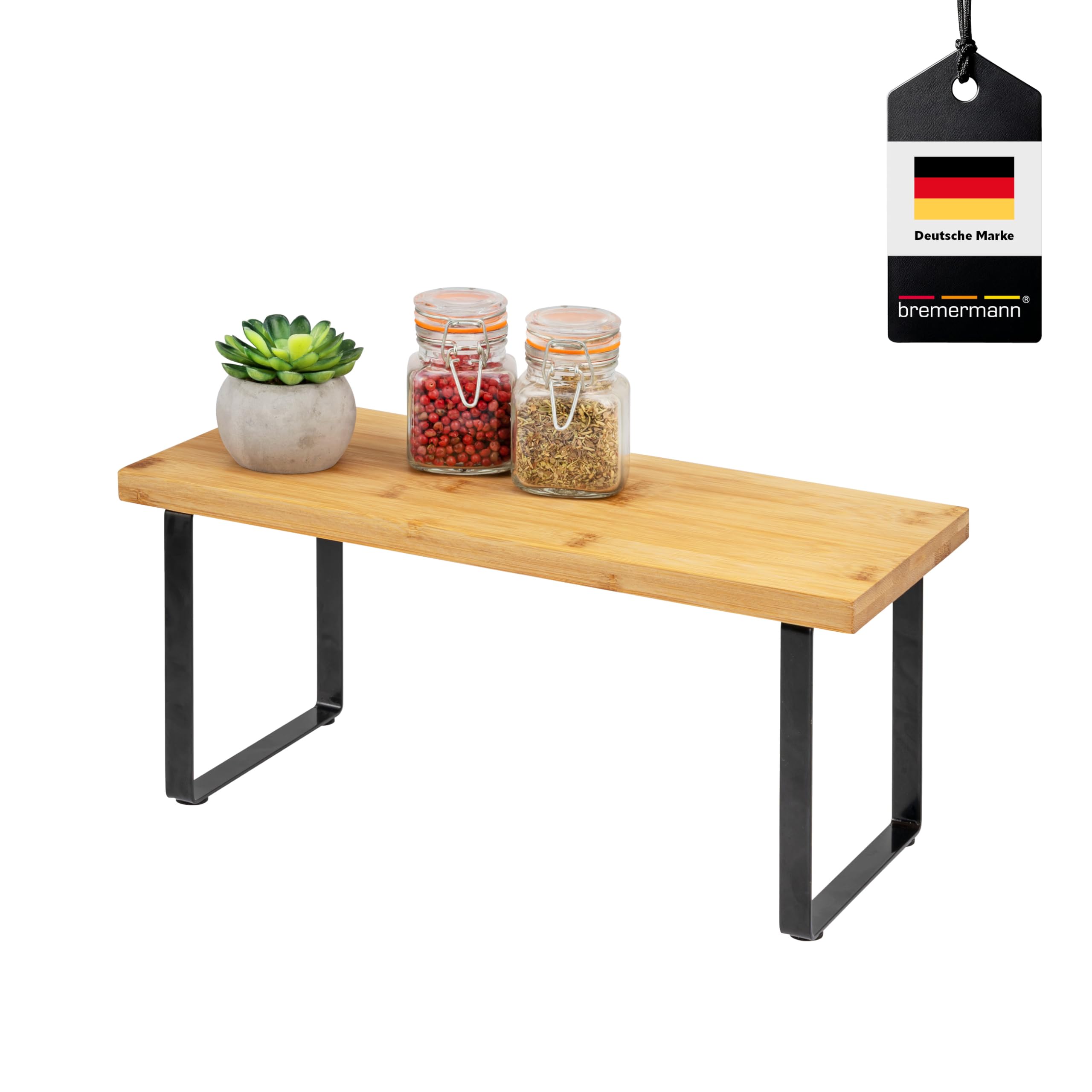 Bremermann freistehendes Küchenregal aus Bambus, 36 cm breit, Schwarz