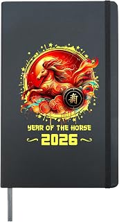 Year of Horse 2026 Chinese Zodiac Lunar New Year Hardcover Journal, Black