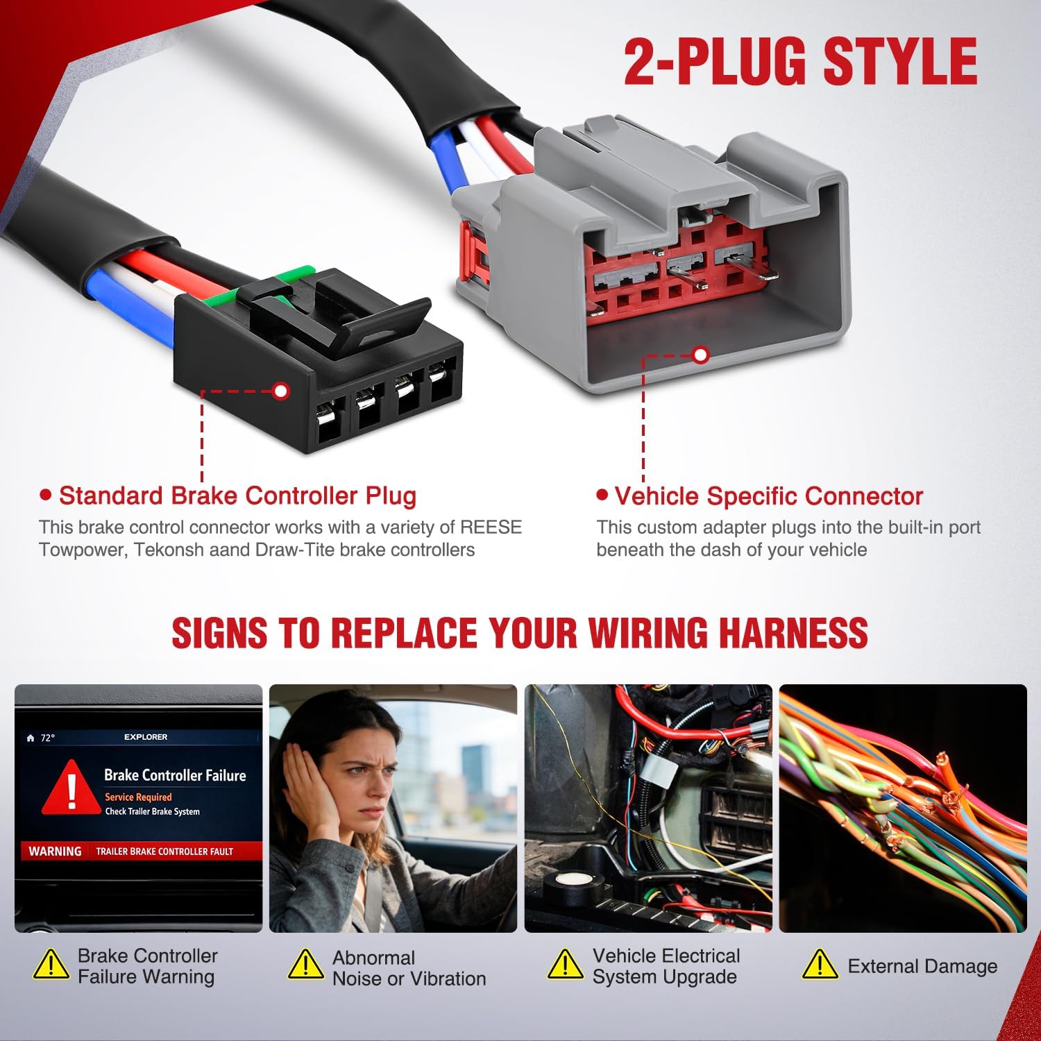 Nilight Brake Controller Wiring Harness Adapter for 2009-2021 Ford F-150, 2017-2023 F-250 F-350 F-450 F-550, 2012-2019 Flex, 2012-2019 Lincoln MKT, 2015-2023 Navigator