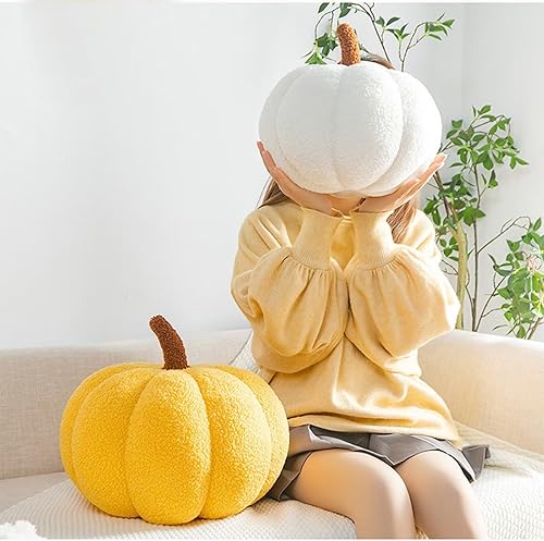 Miniatura 3 de Almohada de calabaza, bonito cojín de felpa suave con forma de calabaza, decoración de otoño para el hogar, cojines de sofá, regalo, blanco, 7.9