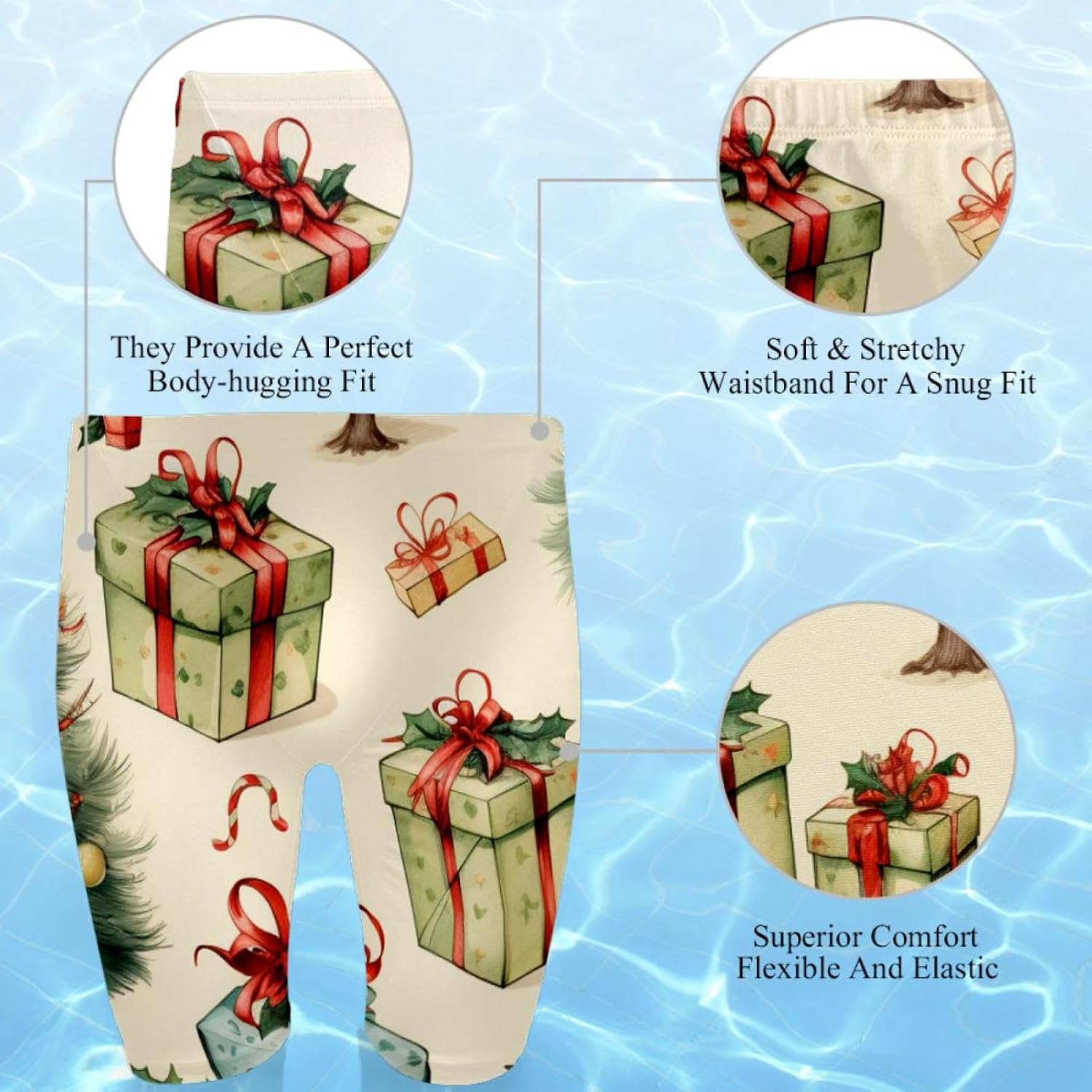 Christmas Elements Men's Swim Jammers for Training, Swim Shorts for Boy Dry Quick Youth Boys Jammer Swimwear