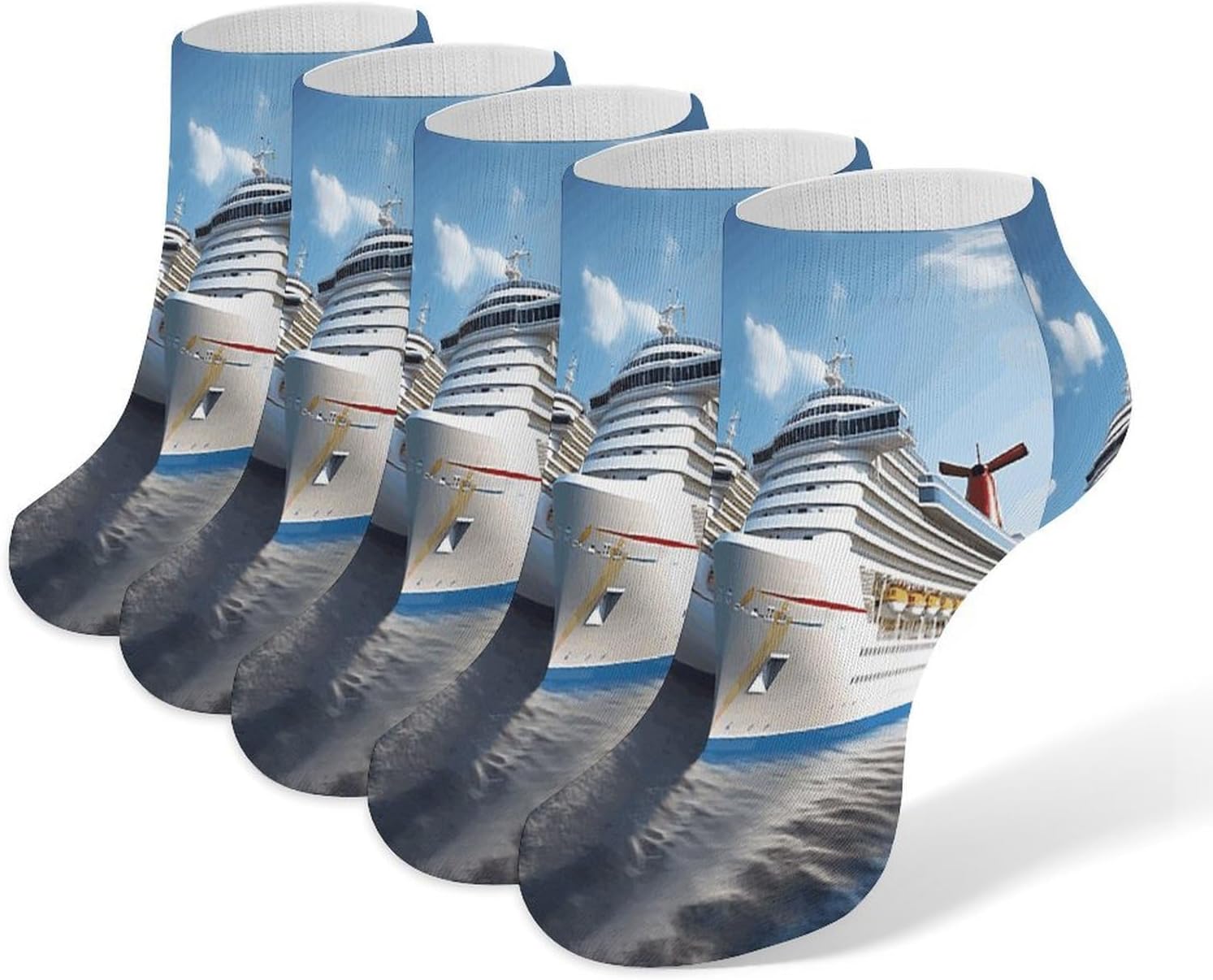 Cruise Ship Socks for Men Women Cute Breathable Ankle Sock Low Cut Casual Crew Sock Short Running Athletic Socks 5 Pairs