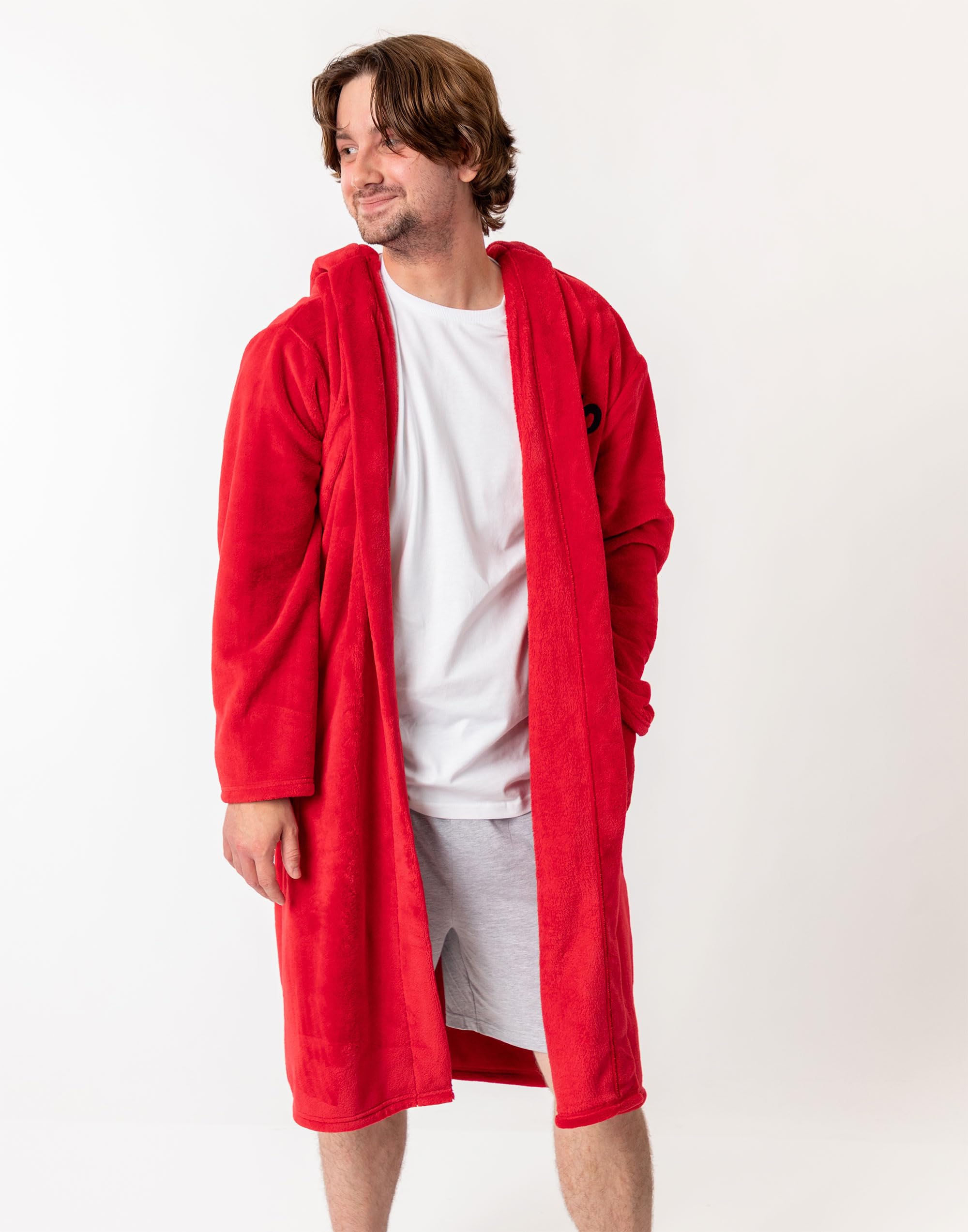 Vanilla Underground Albornoz rojo con capucha de Elmo de Barrio Sésamo | Ropa de estar por casa de polar suave de manga larga con detalle 3D en la capucha | Unisex adulto | Sesame Street Merch