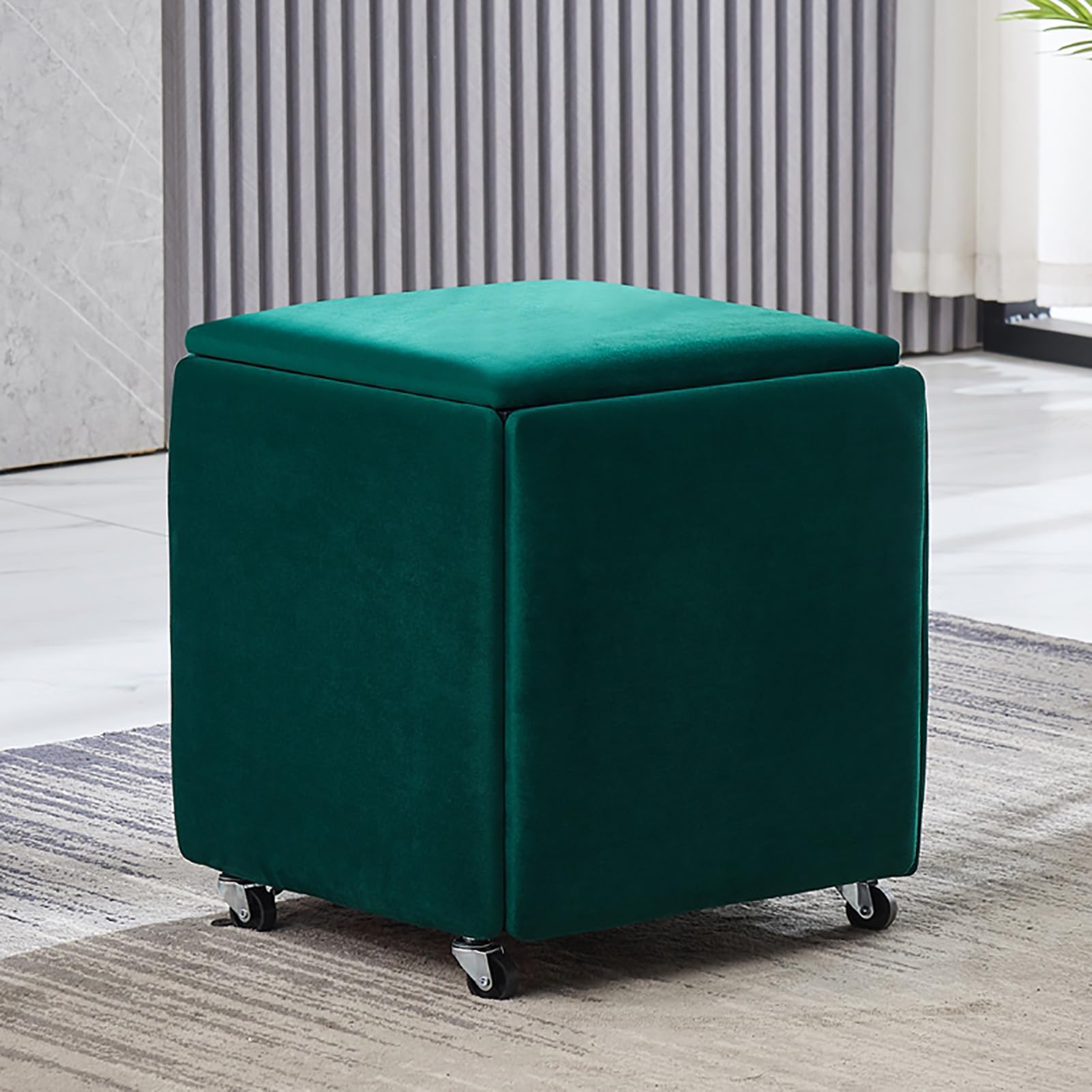 Tabourets Ottomans en Velours : Manque de Place ? La Solution Assise 5 en 1 Mobile