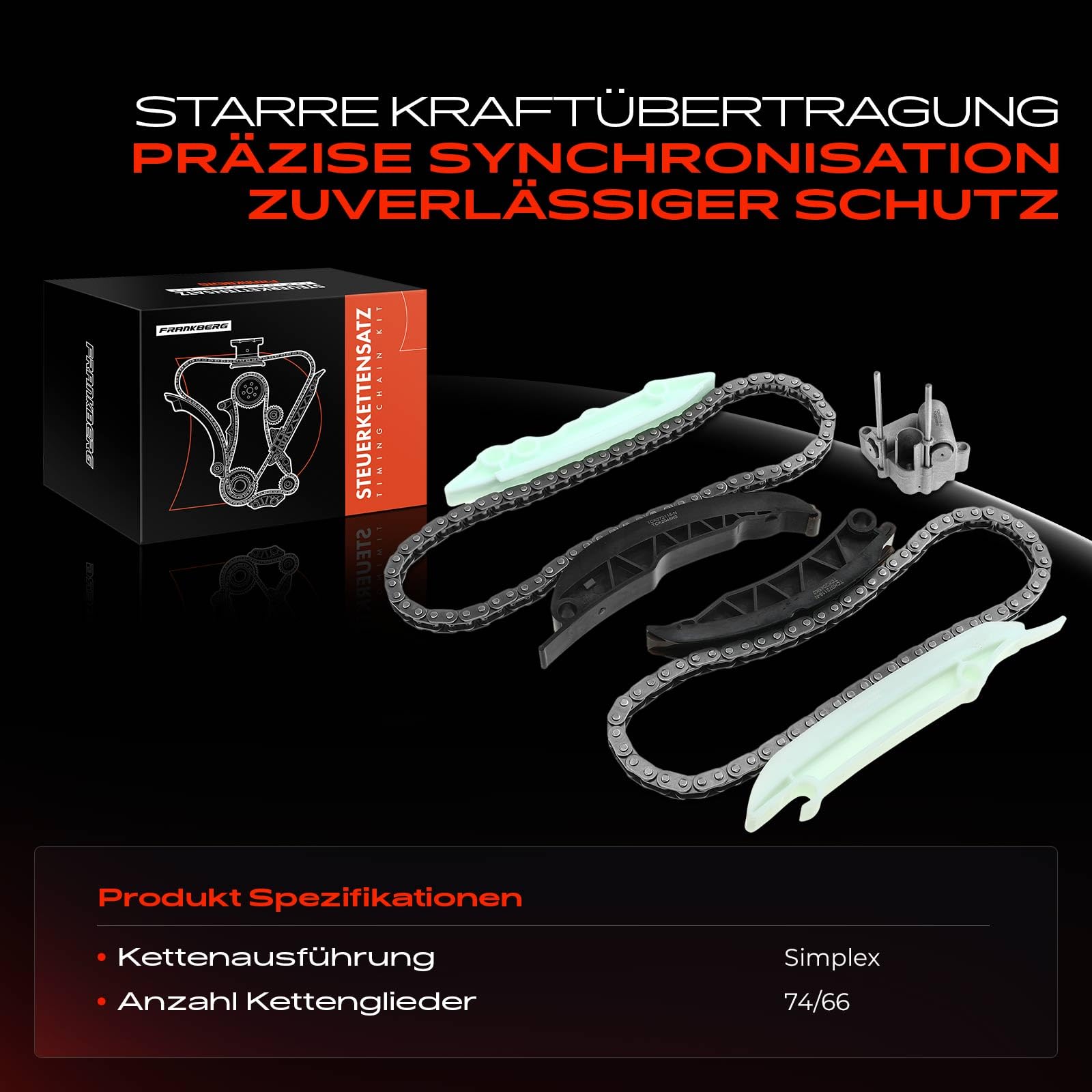 Frankberg Steuerkettensatz Kompatibel mit 1er E87 3er E46 E90 E93 5er E39 E60 7er E38 E65 X3 E83 X5 E53 E70 Freelander LN 1998-2013 11312249851