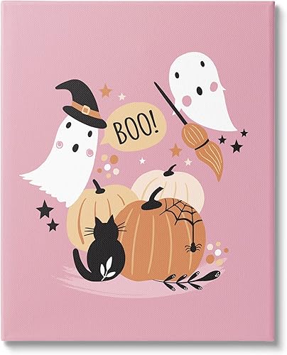 Stupell Industries Lienzo decorativo para pared, diseño de fantasmas de Halloween, diseño de Louise Allen Designs