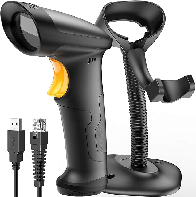 Inateck Barcode Scanner USB with Intelligent Stand, 1D Barcode Scanner, BCST-33