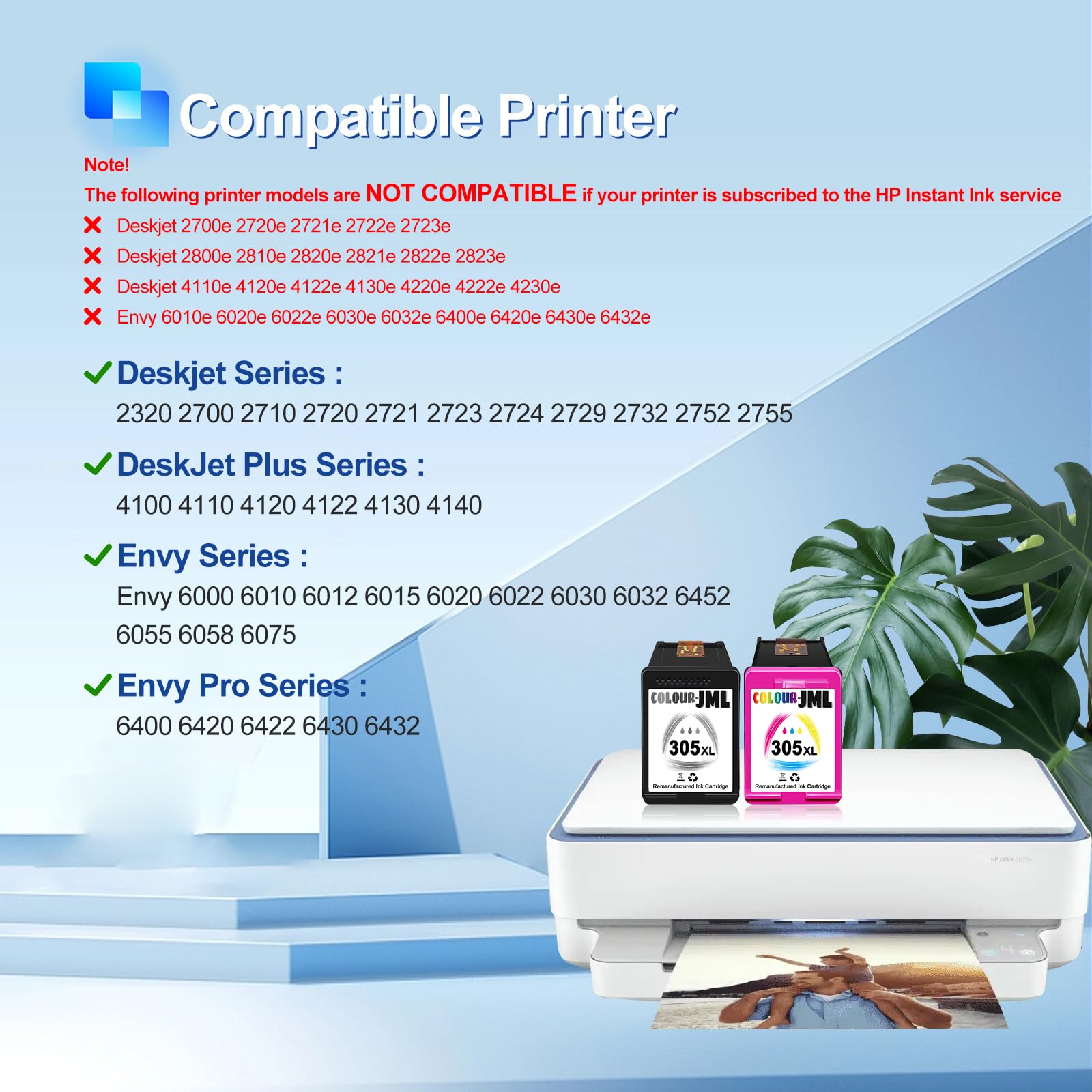 【Actualización-305XL】 305 Cartuchos Tinta Compatibles con HP 305 XL Negro y Color Pack/para DeskJet 2700 2710 2720 2721 2723 Plus 4100 4120 4122 4130/ Envy 6000 6020 6030 6032 Pro 6400 6420 6430 6432 — view 2