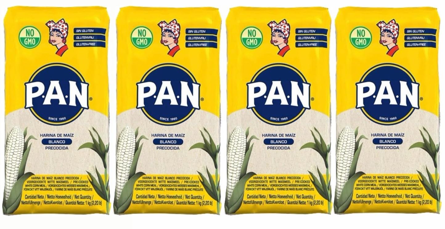 Harina PAN Pre-Cooked White Maize Meal - 1kg (Pack of 4)