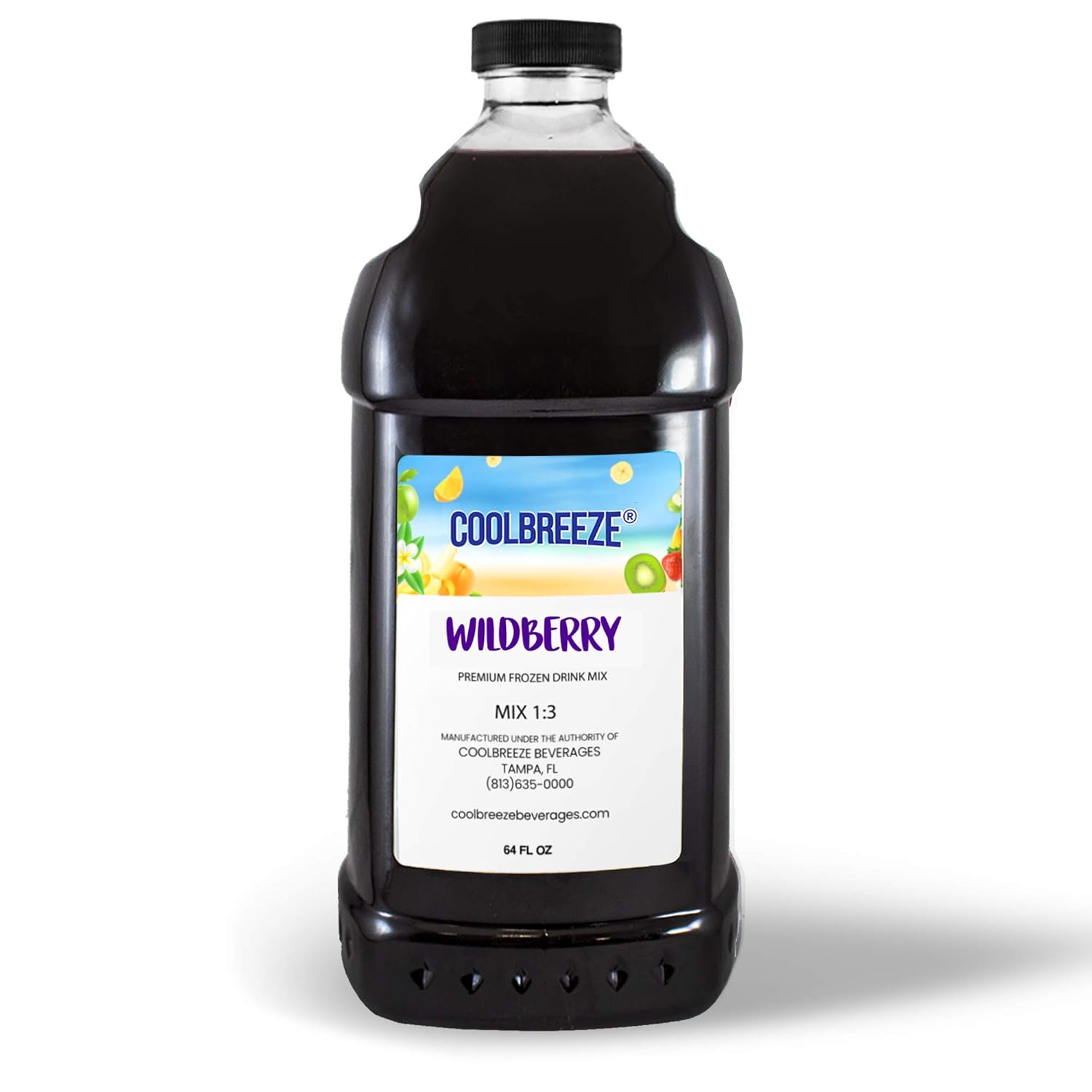 Cool Breeze Beverages Ready To Use, Shelf Stable Frozen Drink Slush Mix, Flavor Syrups - 1/2 Gallon Bottle - Wildberry