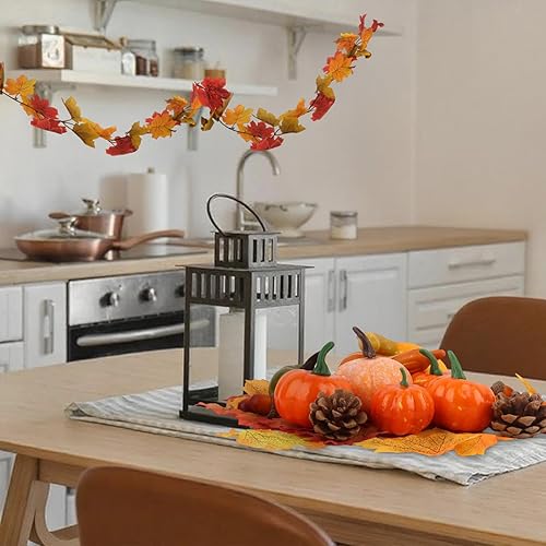 Miniatura 8 de Jaciya Juego de 51 piezas de decoración de hojas de otoño, decoraciones de Acción de Gracias, mini calabazas para decorar guirnaldas de otoño para