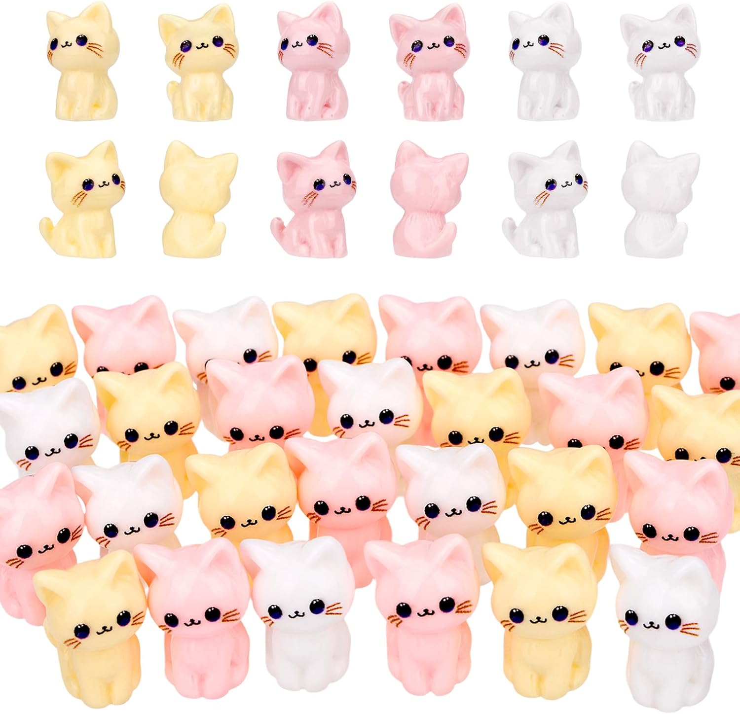 75Pcs Mini Resin Cat Figurines, Little Tiny Miniature Figures Cat for Craft | Micro Cat Statues Small Animal Figurines for Fairy Garden Landscape Terrarium Cake Toppers Garden Decor Hide-and-Seek