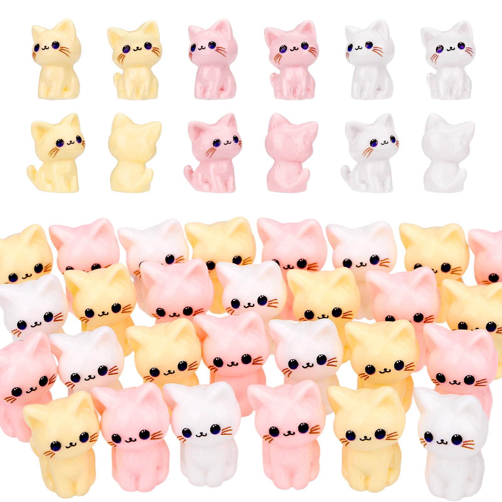 75Pcs Mini Resin Cat Figurines, Little Tiny Miniature Figures Cat for Craft