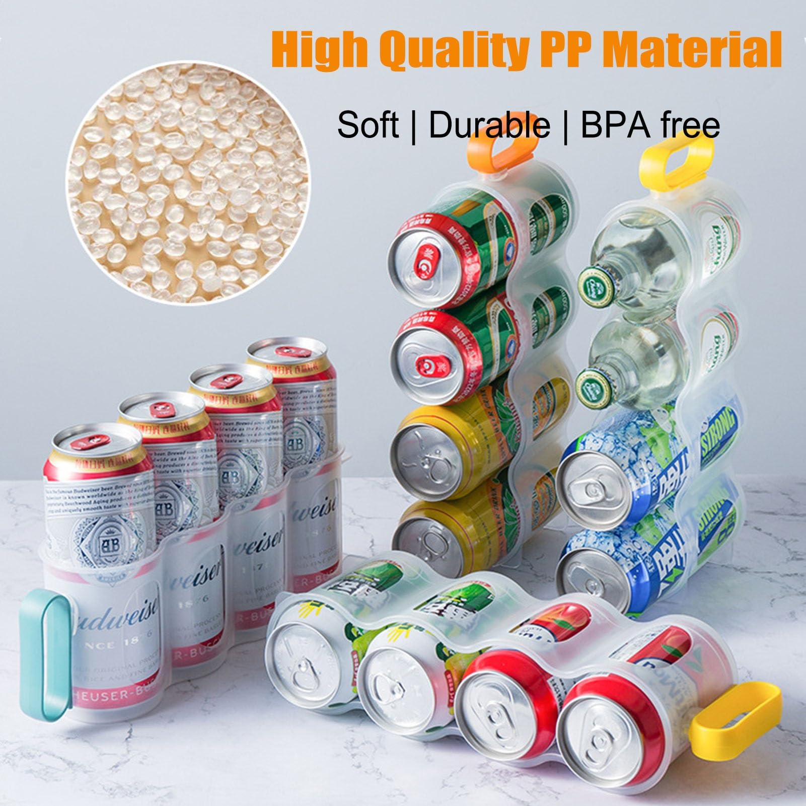 Organizador Latas Nevera Paquete De 4 Organizadores De Latas De Refresco para Refrigerador, Estante Organizador De Plástico para Despensa, Dispensador Apilable De Latas De Comida Enlatada