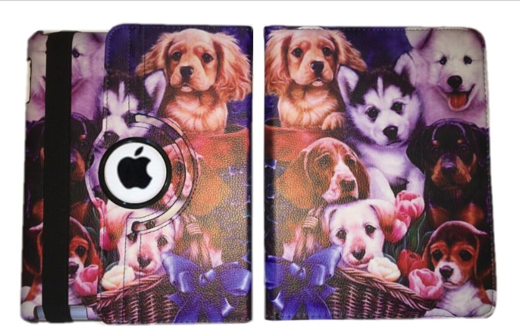 Ipad Case Trendmart 360 Degrees Rotating Stand Leather Magnetic Smart Cover Case for Ipad 2/ 3/4 Generation Case with Bonus Screen Protector, Stylus and Cleaning Cloth (Dog Design case)