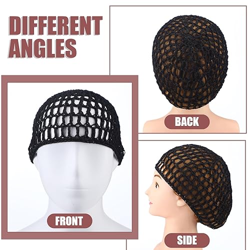 Miniatura 58 de Geyoga 2 piezas de malla de ganchillo para el pelo de rayón tejido de red de redecilla cubierta de ganchillo gorros de ducha para dormir