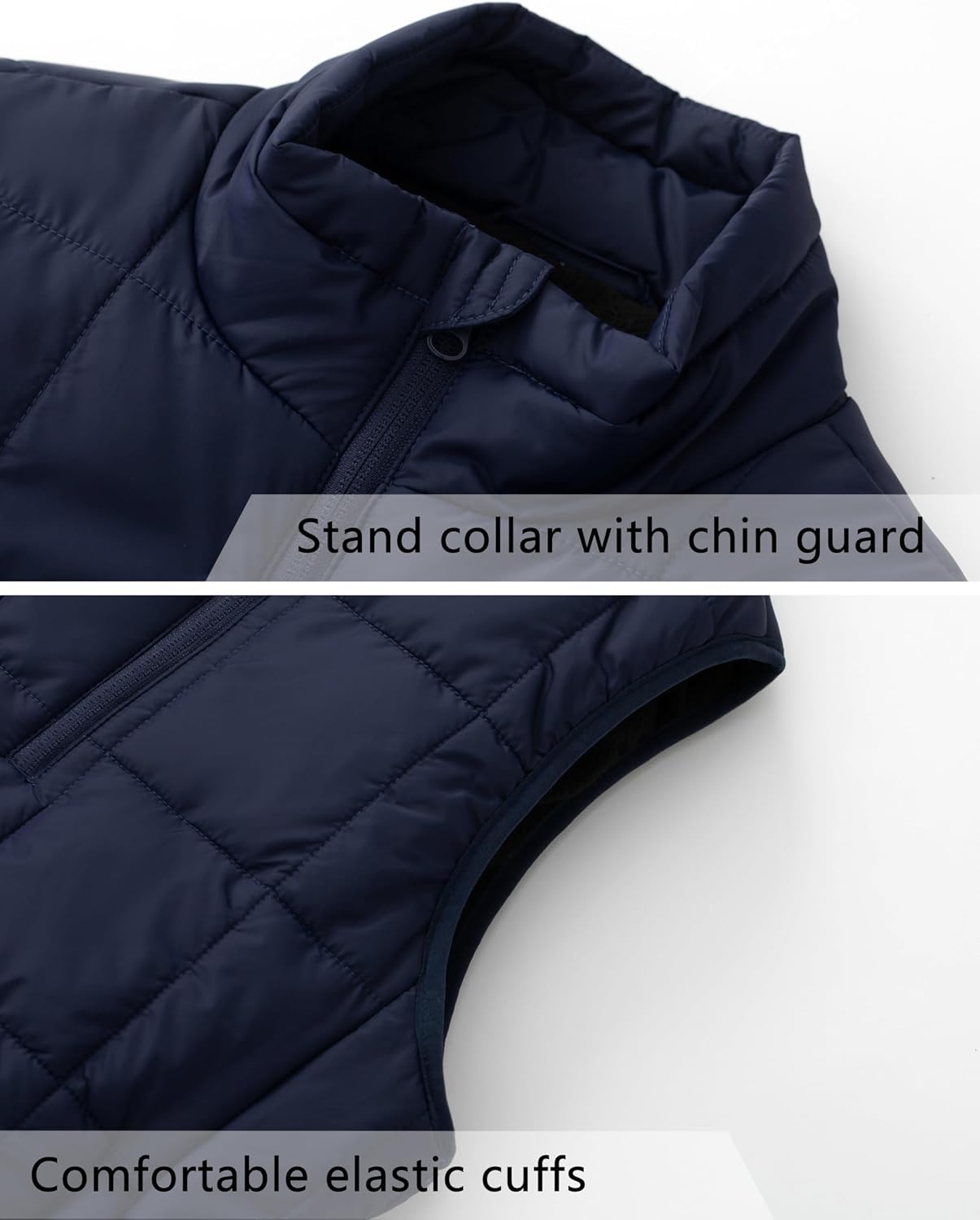 Vcansion Men's Outdoor Quilted Puffer Vest Stand Collar Lightweight Down Sleeveless Jacket Padded Vest