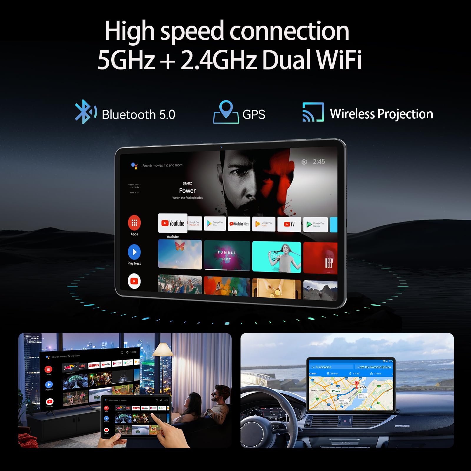 Tablet Android 15 2026 Ultimo Tablet da 11 pollici con tastiera, 128 GB ROM 16 GB RAM 2 TB espandibile, 8000 mAh, tablet Octa-Core con WiFi 5G/2.4G, grande schermo Incell, fotocamera da 13 MP+8 MP