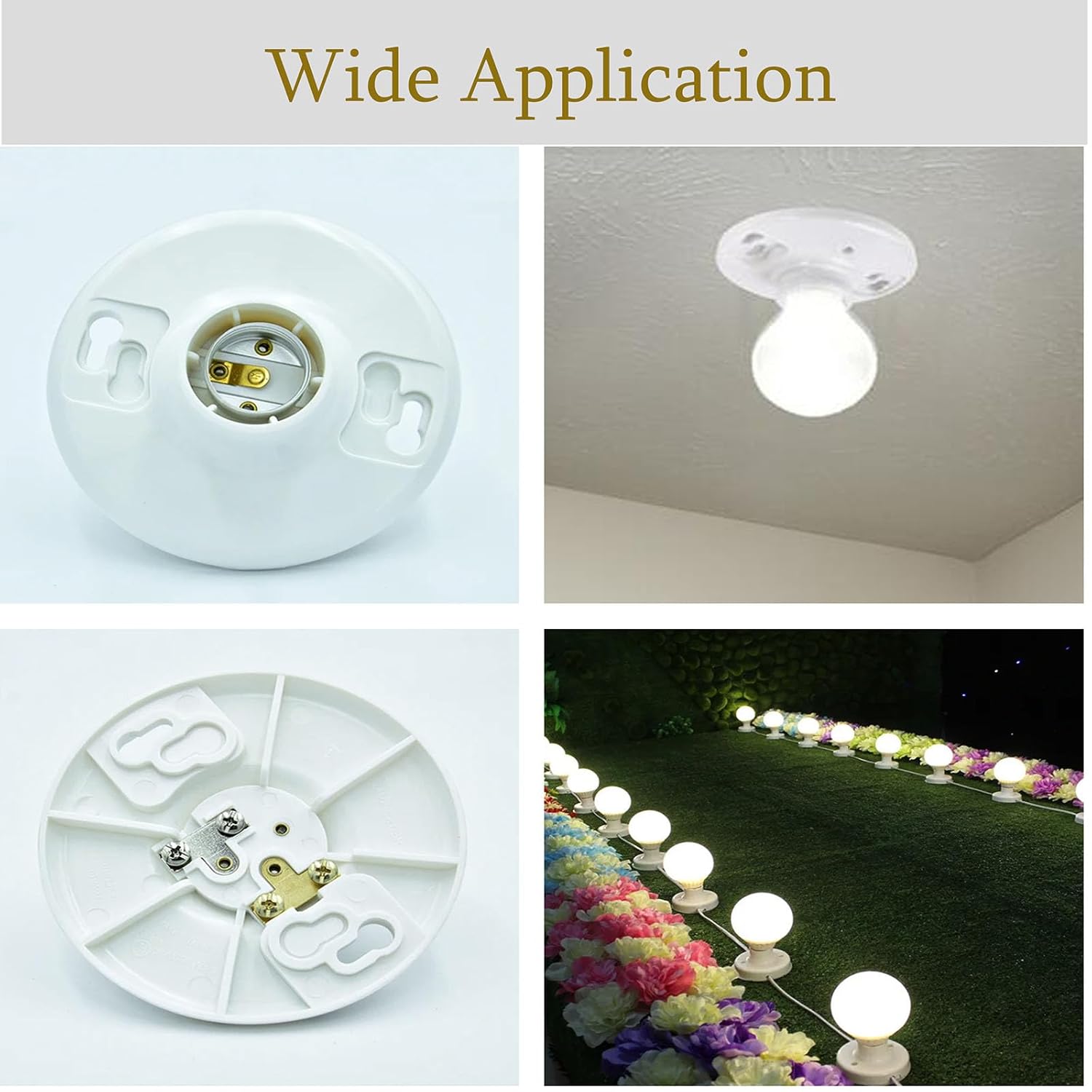 Medium Base Keyless Plastic Lamp Holder,Ceiling Socket,660W E26 Socket Outlet Box Mount Compatible with LED and Incandescent Light Bulbs (1-Pack)