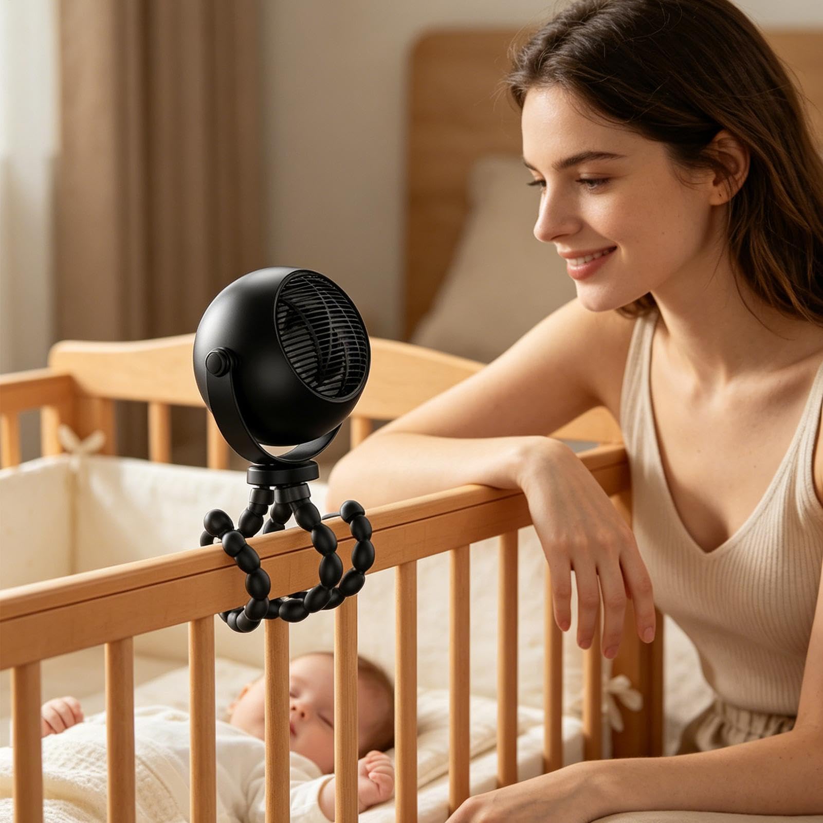 Ventilatore Portatile per Passeggino Oscillante Silenzioso Raffreddamento | Ventilatore Portatile Mini Alimentato a Batteria per Lettino Camera Da Camera Bambini Casa Viaggio Esterno Spiaggia