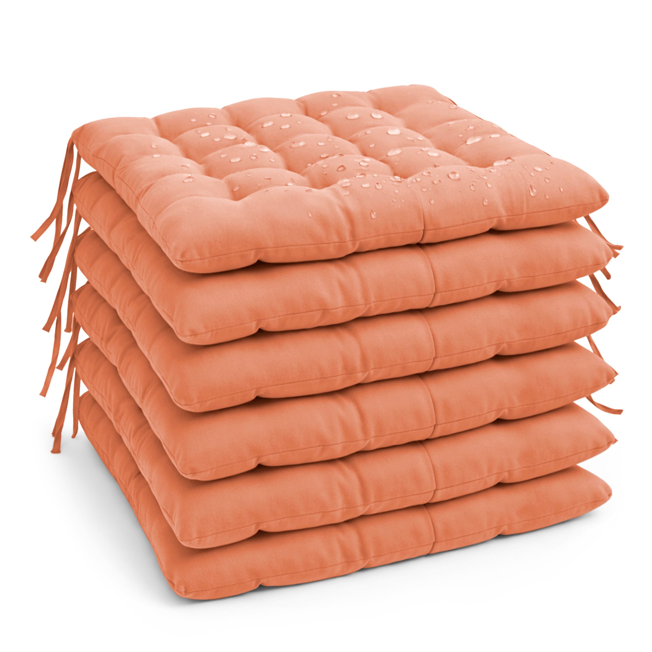 MANEMI Lot de 6 coussins pour chaise 45 x 45 x 5 cm | Imperméable et facile à nettoyer | avec sangles de fixation pour utilisation intérieure et extérieure | Idéal pour salle à manger, terrasse