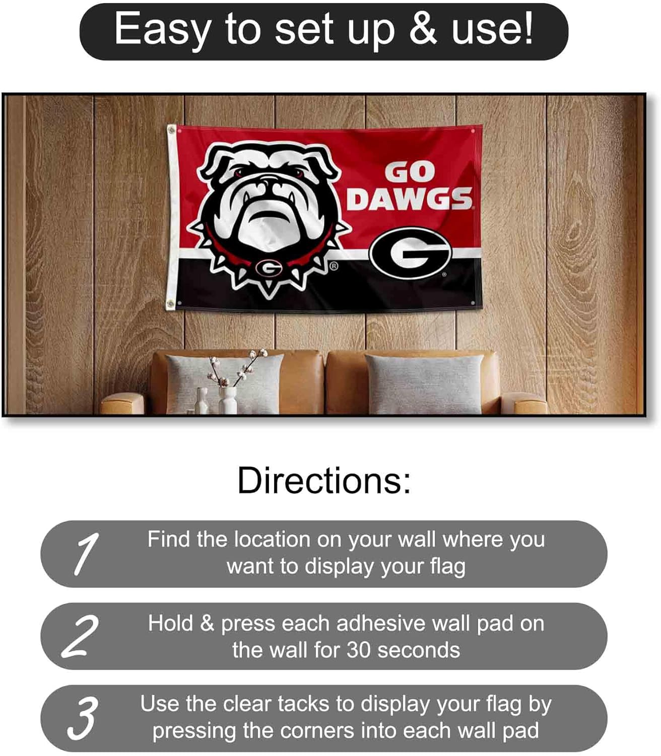 Georgia Bulldogs Go Dawgs Banner and Tapestry Wall Tack Pads
