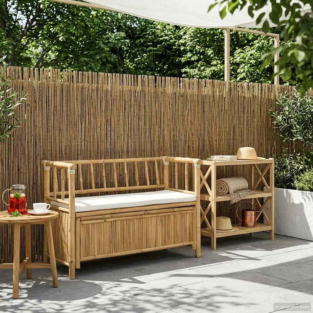 Szafka ogrodowa Ławka 110 x 47 x 80 cm Bambus naturalny prostokątny