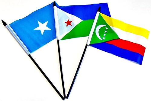 Miniatura 4 de Juego de 22 banderas de poliéster de 4 x 6 pulgadas, una bandera para cada país en la liga árabe, centro de mesa y escritorio en miniatura de 4 x 6