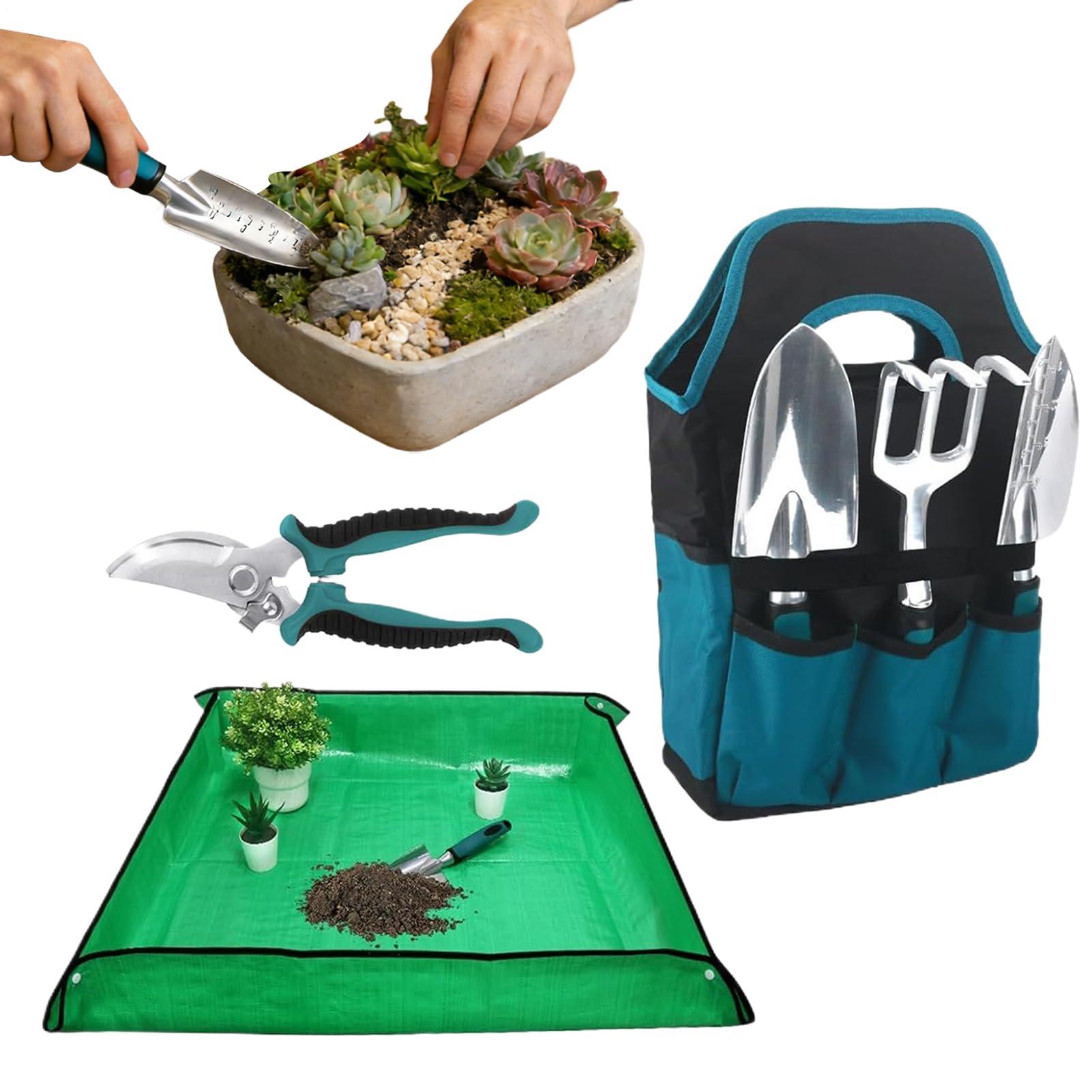 Juego de Herramientas Jardinería Manual Aleación de Aluminio Robusta y | Palas de Mano para Jardinería de Exteriores para Cuidado de Plantas de Interior Bonsáis
