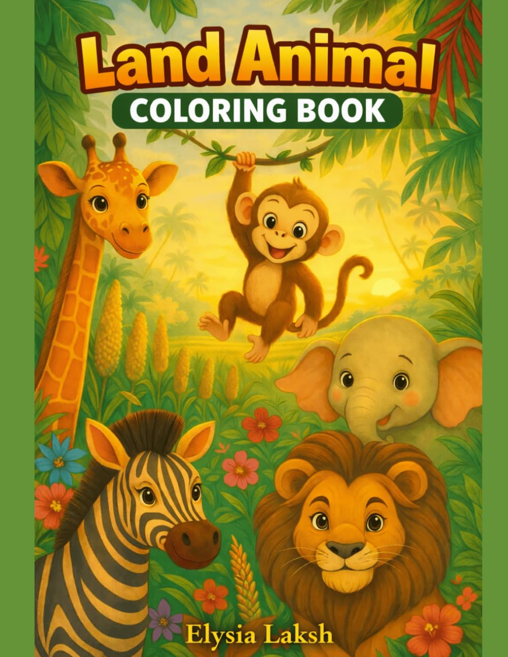 Land Animals Coloring Book: Kids Coloring Book