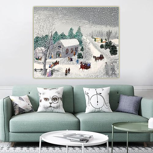 Miniatura 2 de Impresiones en lienzo Anna Mary Robertson Grandma Moses "El ayuntamiento" Lienzo Arte de la pared Sala de estar Imagen de decoración del hogar