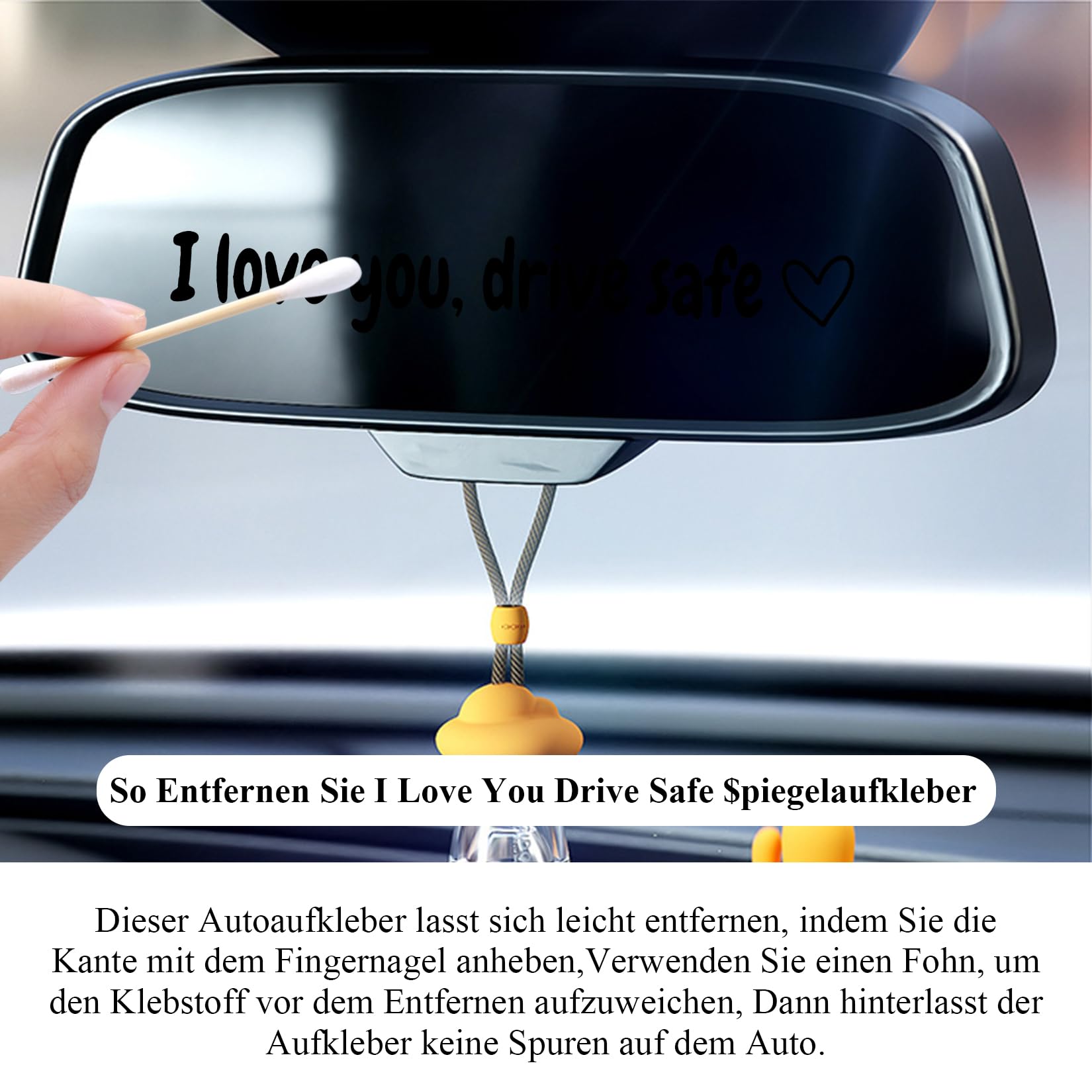 9 Adesivi Vinile “I Love You, Drive Safe” Per Specchietto Retrovisore – In Bianco, Nero E Colorati, Regalo Per Fidanzato