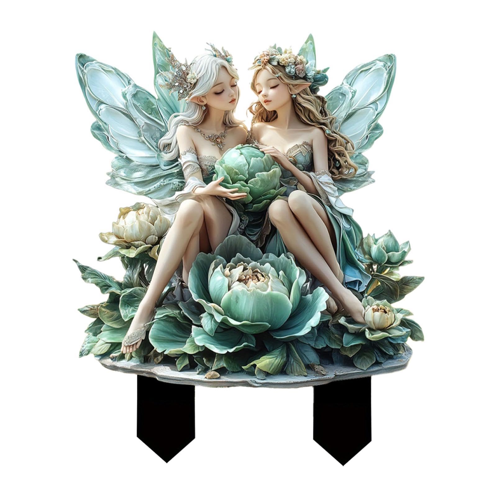 Fairy Garden Stake Flowerbed Decoration Yard Sign for Outside Courtyard Lawn|Outdoor Statues|Garden Sculptures & Statues|Gardening & Lawn Care