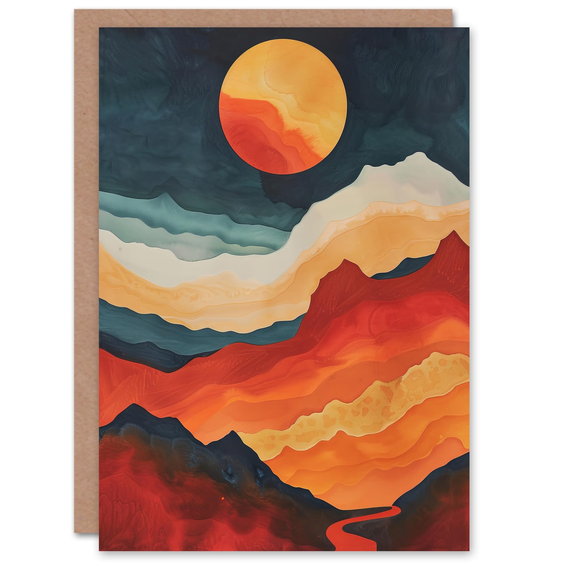 Artery8 Sunset Over Mountain Canyon Artwork Landscape Greeting Birthday Card Him Her All Blank