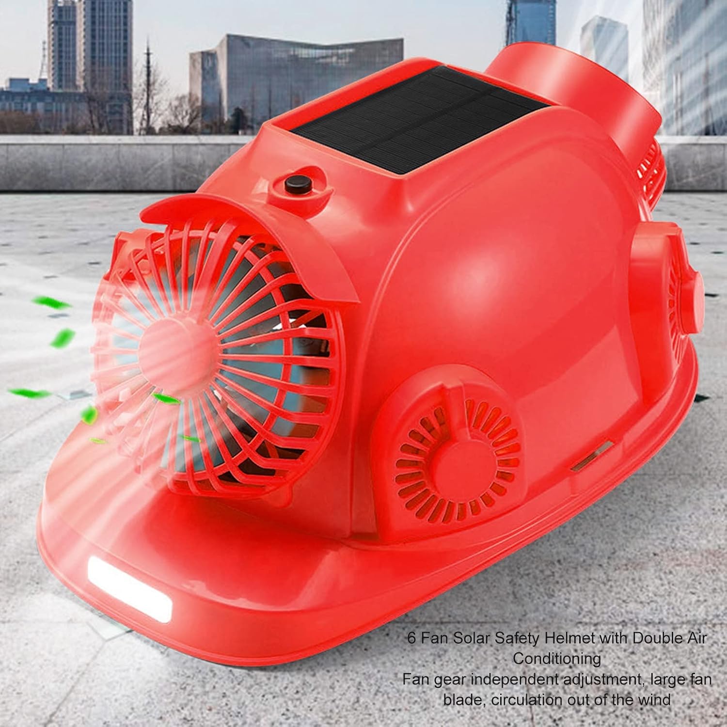 6 Fan Solar Safety Helmet, Double Air Conditioning Cooling Crash Helmet, with Intelligent Voice Function and MayDay Function, Strong Light Headlamp