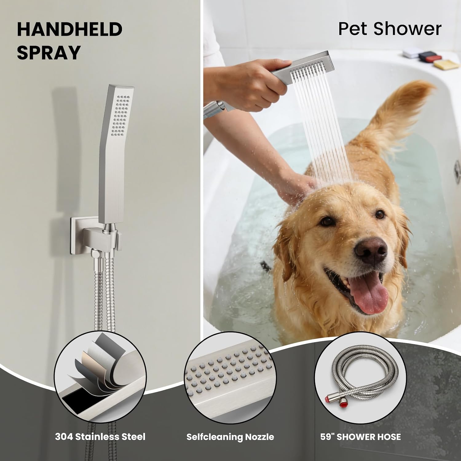 gotonovo Bathroom Shower Faucet Set Push Button Diverter Rainfall Shower System Shower head and Handheld Set Shower Trim Kit Wall Mount 10 Inch Showerhead with 6 Inch Showerhead Brushed Nickel