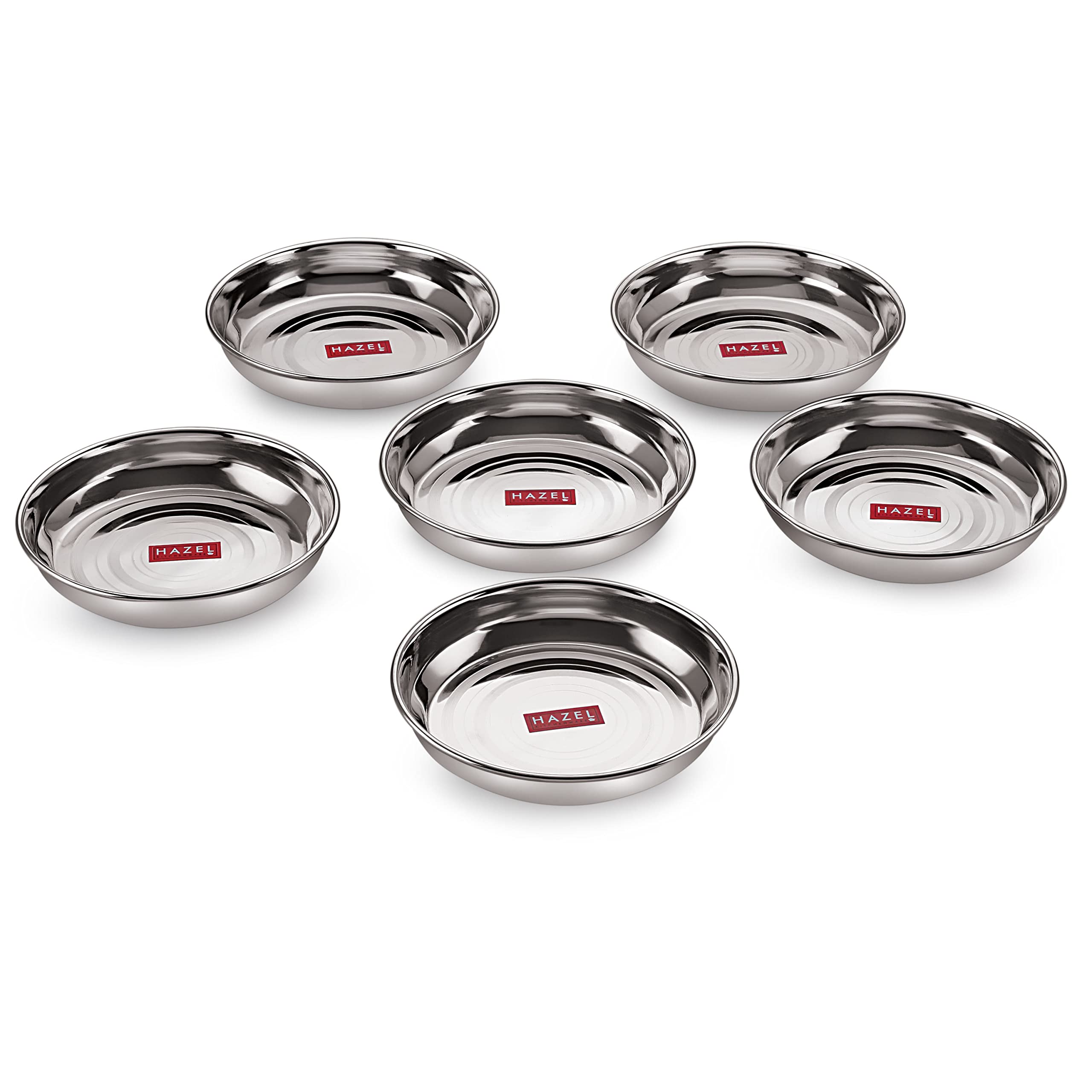 HAZEL Designer Steel Plates/Dishes - 6 Pcs Set - 11 cm Small