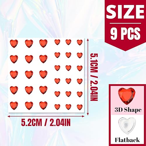 Miniatura 3 de 9 hojas de diamantes de imitación autoadhesivos para maquillaje, ojos con purpurina, gemas para el rostro, joyas para el cuerpo, joyas para el