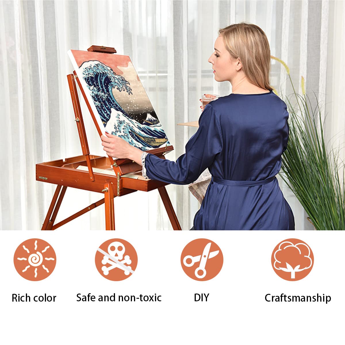 Amazon | デジタル油絵 葛飾北斎 富嶽三十六景 神奈川沖浪裏 数字油絵