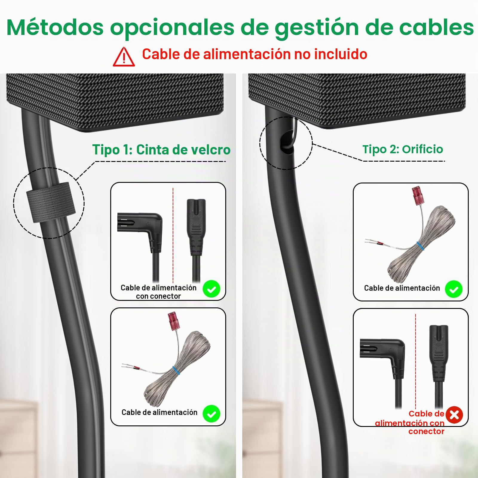 Soporte para Altavoces Samsung – Soporte de Piso Ajustable 33" a 42" para Altavoces Surround Samsung, con Opciones de Montaje en Pared, Ideal para Altavoces Traseros